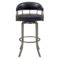 Benzara BM282700 Blake 26" Black Vegan Leather Seat Modern Swivel Counter Stool With Metal Legs