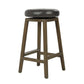 Benzara BM282976 26" Black and Brown Classic Swivel Counter Stool with Vegan Faux Leather