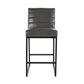 Benzara BM282985 Vinn 26 Inch Modern Counter Stool, Channel Tufted, Vegan Faux Leather, Gray