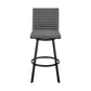 Benzara BM283257 Aron 26" Gray Vegan Faux Leather Counter Height Swivel Stool With Black Metal Legs