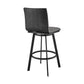 Benzara BM283257 Aron 26" Gray Vegan Faux Leather Counter Height Swivel Stool With Black Metal Legs