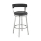 Benzara BM283292 Emma 26" Black Faux Leather Counter Height Swivel Stool With Steel Legs