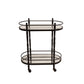 Benzara BM283413 Kai 28" Black 2-Tier Modern Rolling Bar Cart with Classic Oval Metal Frame