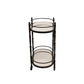 Benzara BM283413 Kai 28" Black 2-Tier Modern Rolling Bar Cart with Classic Oval Metal Frame