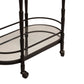 Benzara BM283413 Kai 28" Black 2-Tier Modern Rolling Bar Cart with Classic Oval Metal Frame