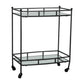 Benzara BM283414 28" Black Modern 2-Tier Bar Cart with Sleek Metal Frame and Caster Wheels