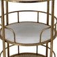 Benzara BM283415 30" 3-Tier Modern Bar Cart with Solid Wood, Mesh Panels, and Gold Metal Frame