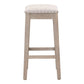 Benzara BM283500 27" Coastal Counter Height Wood Stool with Nailhead Trim and Gray Fabric Seat