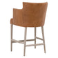 Benzara BM283501 26" Brown Modern Counter Height Wood Chair Stool with Top Grain Leather