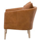 Benzara BM283503 30" Brown Modern Wood Club Armchair with Top Grain Leather and Angled Legs