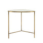 Benzara BM283543 20" and 18" White 2-Piece End Side Table Set with Wood Top and Gold Metal Frame