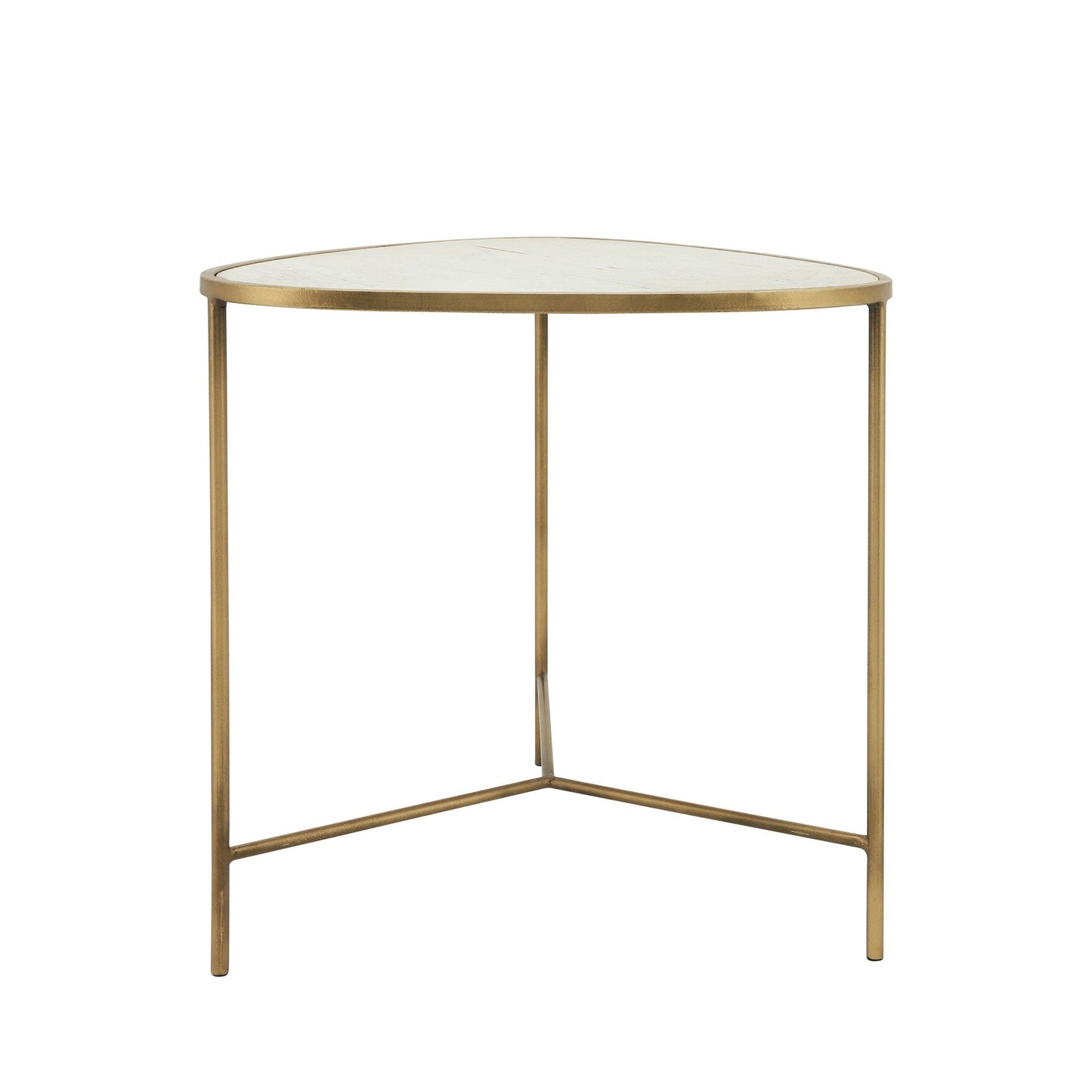 Benzara BM283543 20" and 18" White 2-Piece End Side Table Set with Wood Top and Gold Metal Frame