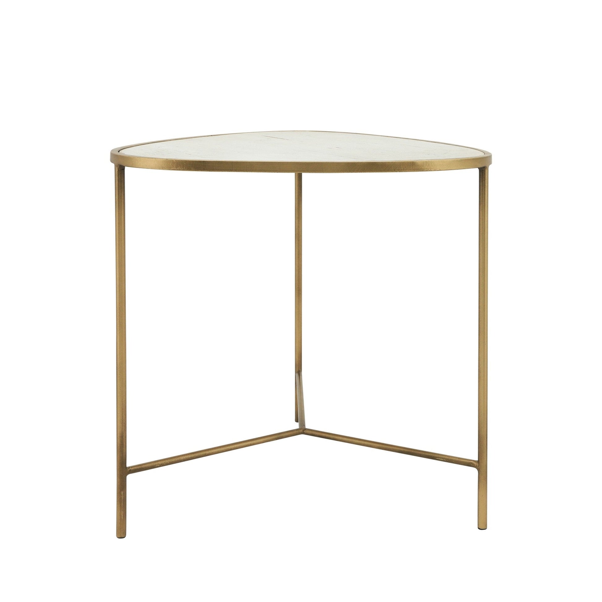 Benzara BM283543 20" and 18" White 2-Piece End Side Table Set with Wood Top and Gold Metal Frame