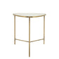 Benzara BM283543 20" and 18" White 2-Piece End Side Table Set with Wood Top and Gold Metal Frame