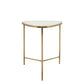 Benzara BM283543 20" and 18" White 2-Piece End Side Table Set with Wood Top and Gold Metal Frame