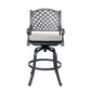 Benzara BM283965 Zoe 28" Dark Bronze and Beige Outdoor Swivel Bar Stool with Cushion, Set of 2