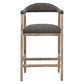 Benzara BM284050 37" Oak Brown and Dark Gray Fabric Wood Frame Counter Stool with Padded Seat