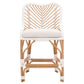 Benzara BM284060 39" White and Natural Finish Rattan Counter Stool with Polyethylene Wrapping