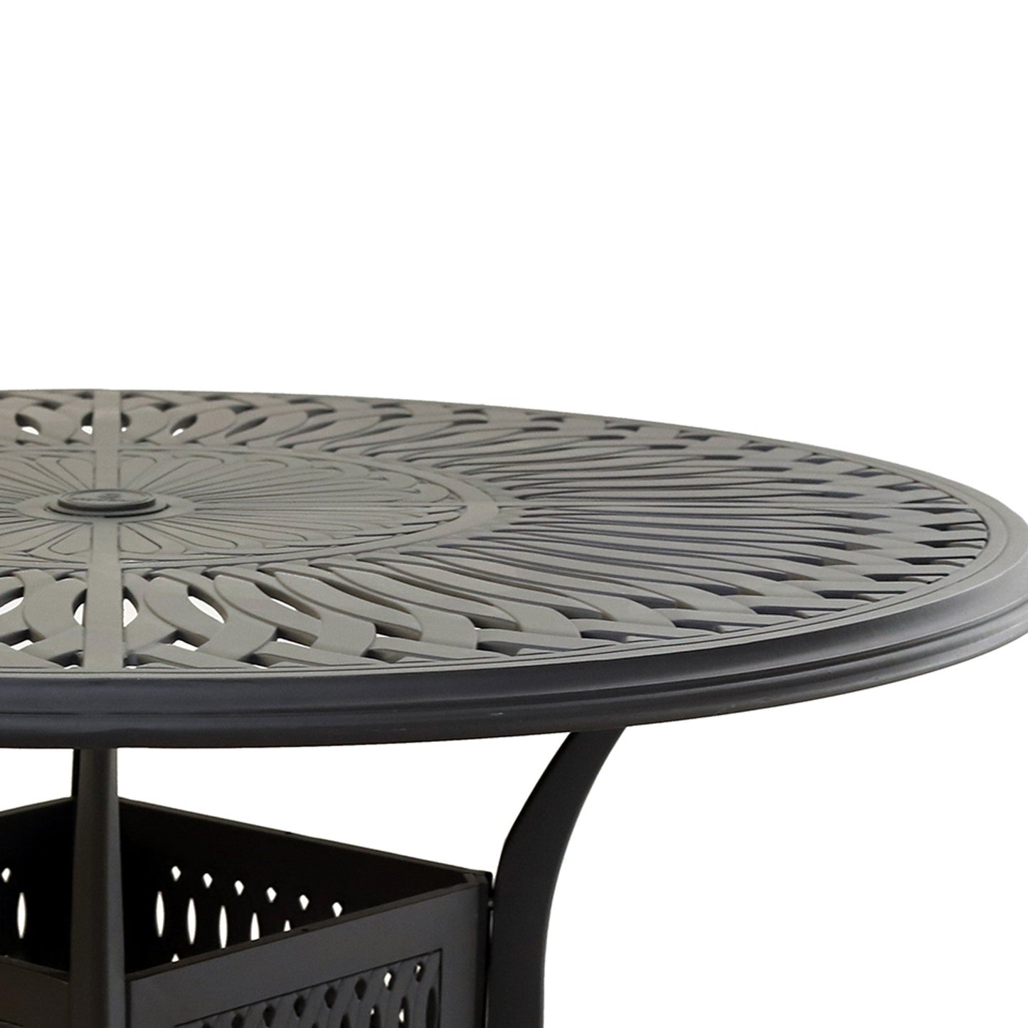 Benzara BM284103 Belmount 48" Dark Bronze Lattice Cut Out Pattern Aluminum Bar Table