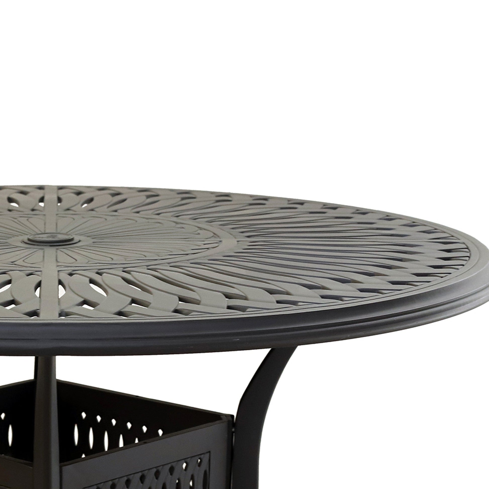 Benzara BM284103 Belmount 48" Dark Bronze Lattice Cut Out Pattern Aluminum Bar Table