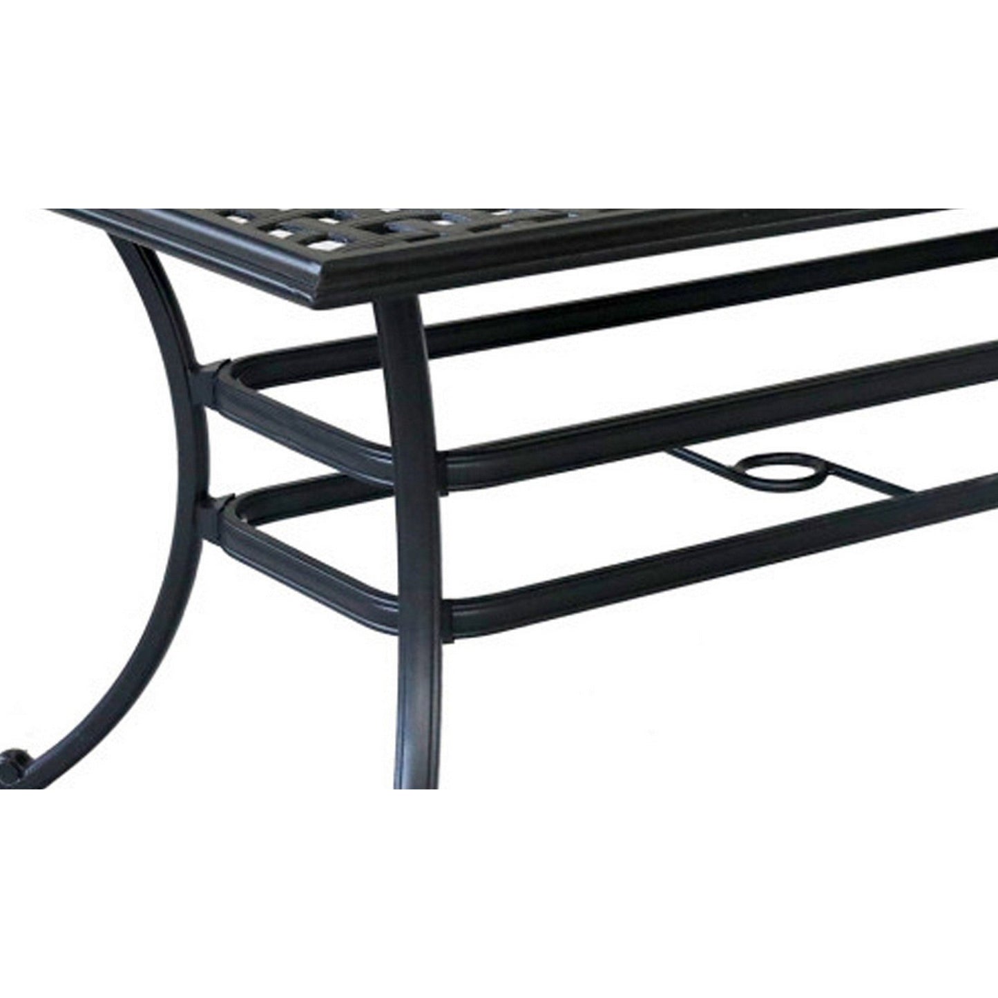 Benzara BM284104 Wynn 68" Black Outdoor Cast Aluminum Dining Table with Umbrella Holder