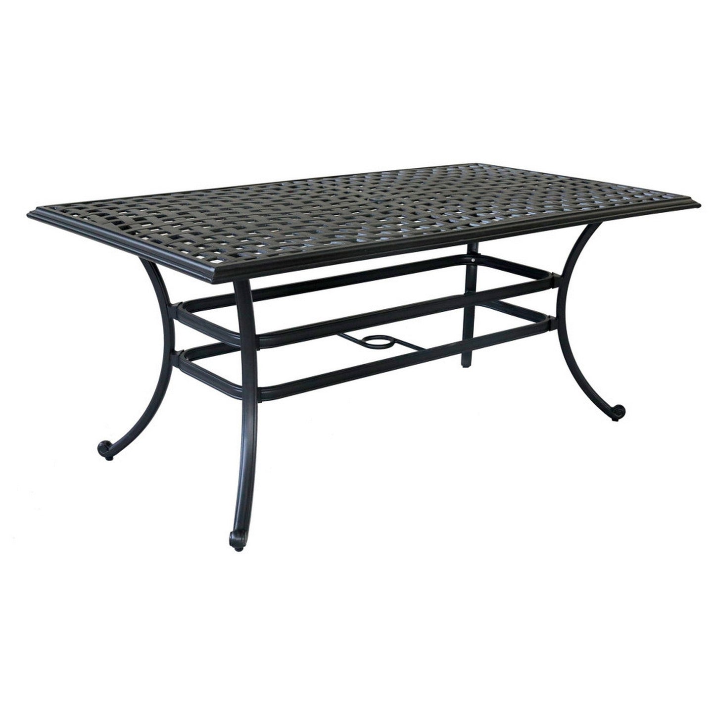 Benzara BM284104 Wynn 68" Black Outdoor Cast Aluminum Dining Table with Umbrella Holder