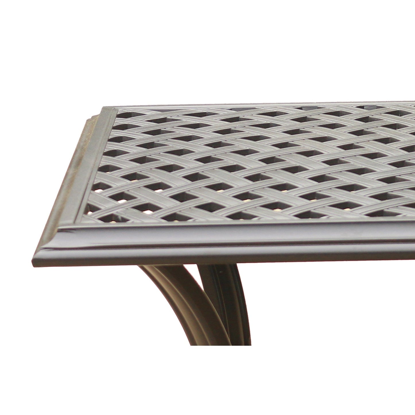 Benzara BM284107 Wynn 22" Pewter Gray Square Lattice Surface Metal Patio End Table