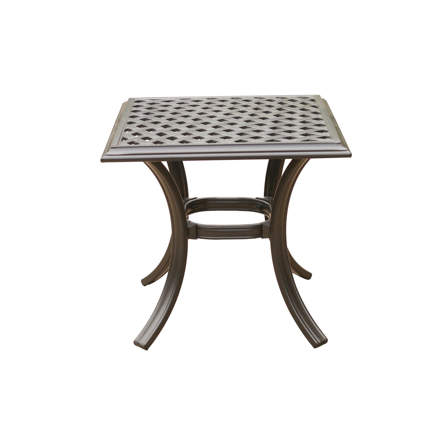 Benzara BM284107 Wynn 22" Pewter Gray Square Lattice Surface Metal Patio End Table