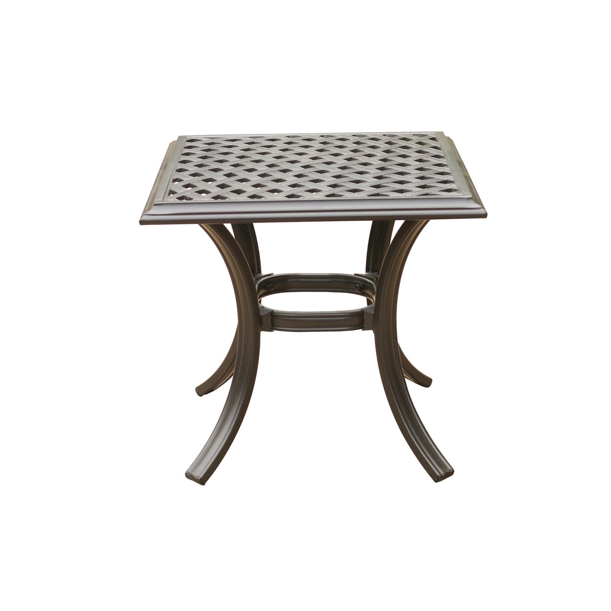 Benzara BM284107 Wynn 22" Pewter Gray Square Lattice Surface Metal Patio End Table