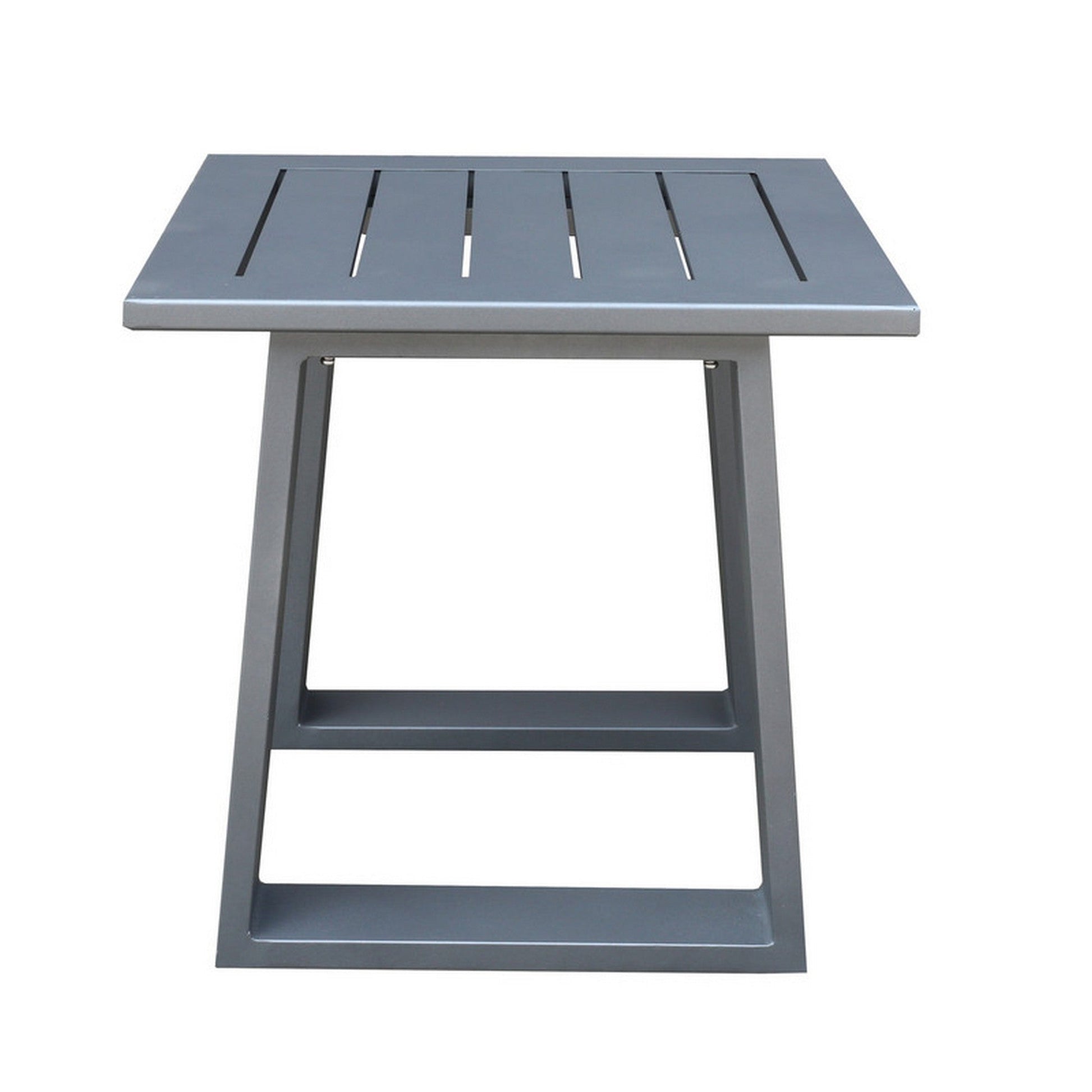 Benzara BM284111 Carlo 23" Slate Gray Square Plank Top Aluminum Outdoor End Table