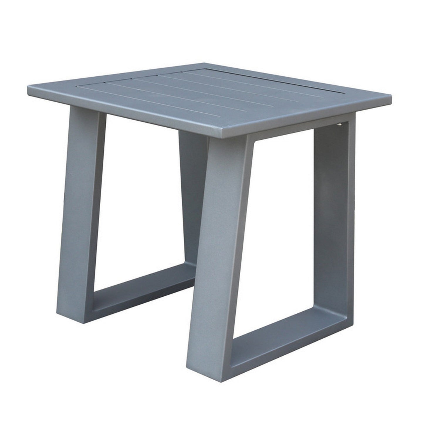 Benzara BM284111 Carlo 23" Slate Gray Square Plank Top Aluminum Outdoor End Table