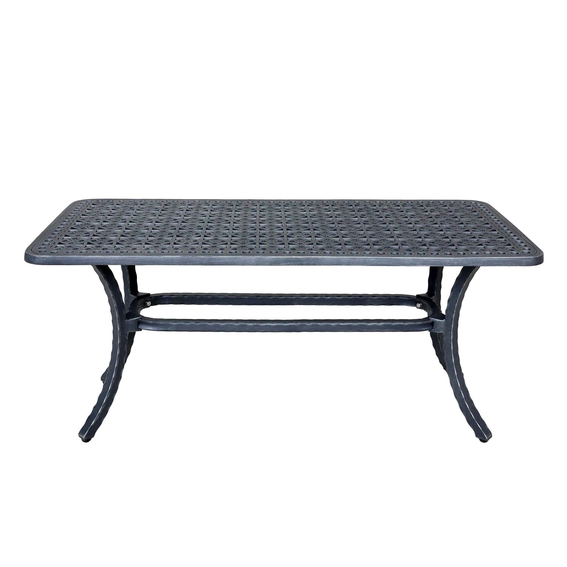 Benzara BM284115 Noah 42" Blackened Gray Ornate Pattern Aluminum Outdoor Coffee Table