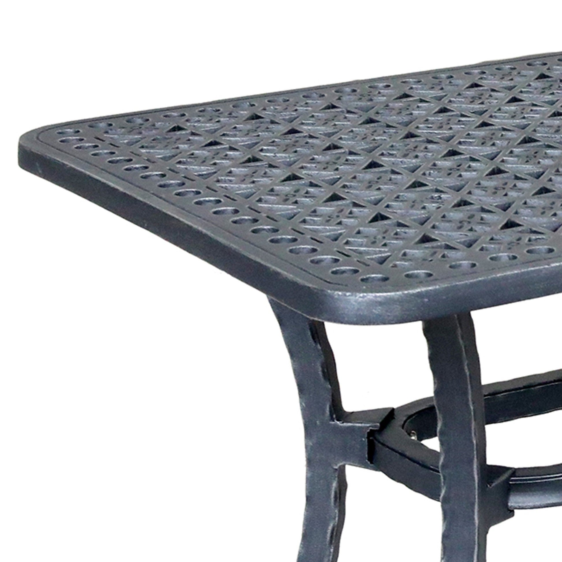 Benzara BM284115 Noah 42" Blackened Gray Ornate Pattern Aluminum Outdoor Coffee Table