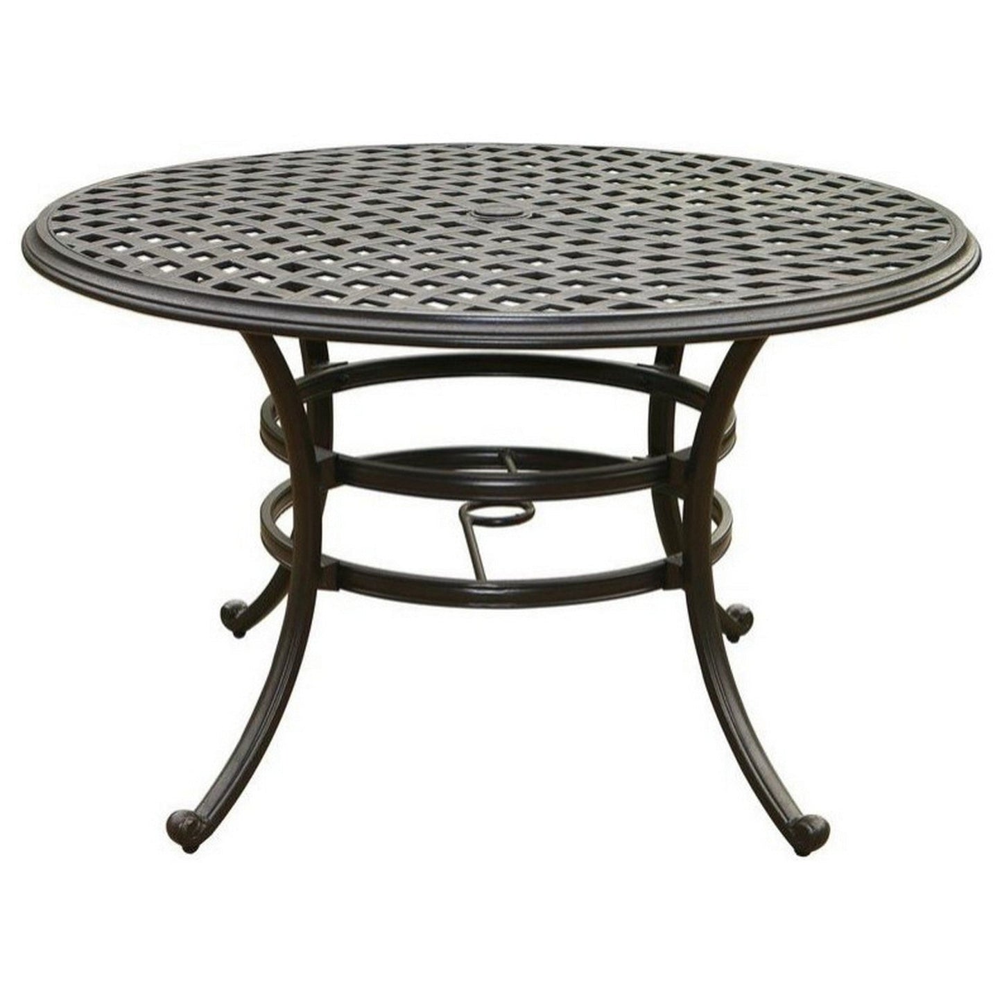 Benzara BM284118 Wynn 49" Espresso Round Lattice Cast Aluminum Outdoor Dining Table