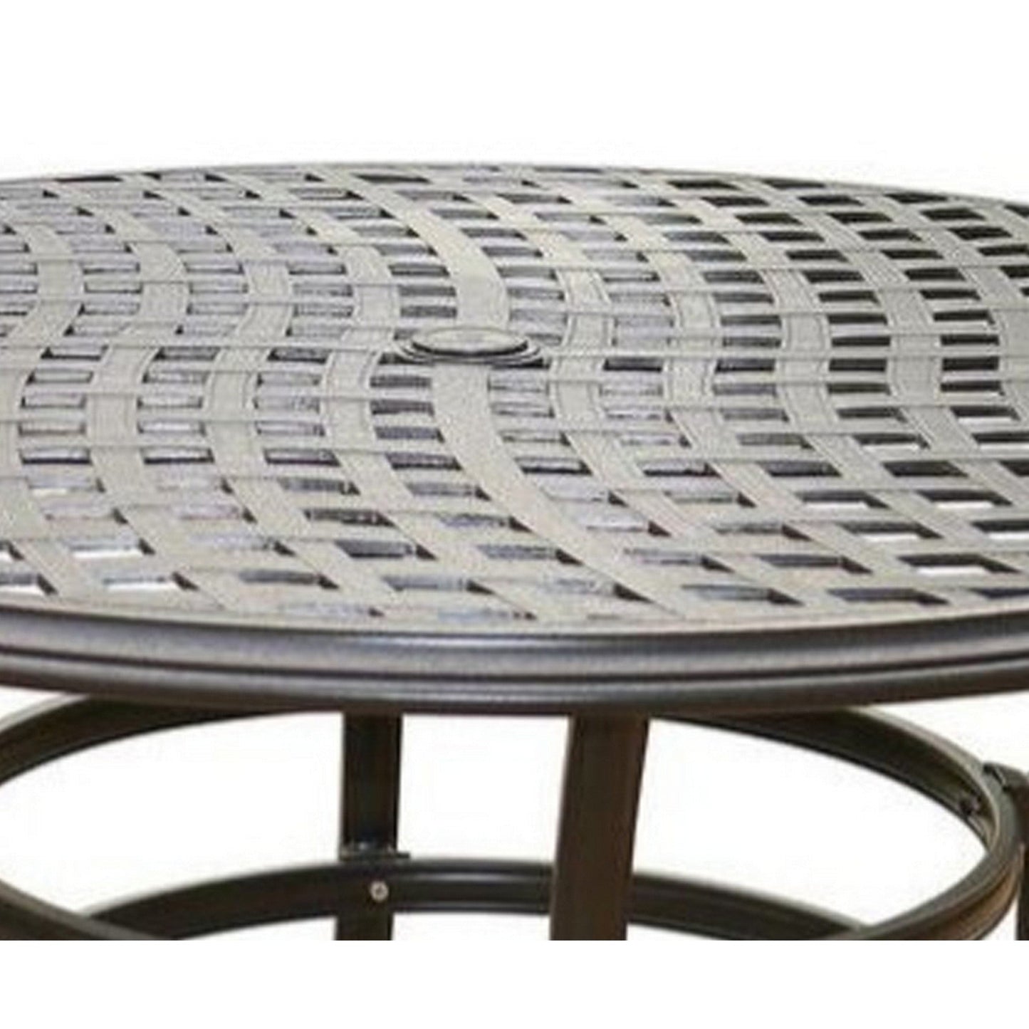 Benzara BM284118 Wynn 49" Espresso Round Lattice Cast Aluminum Outdoor Dining Table