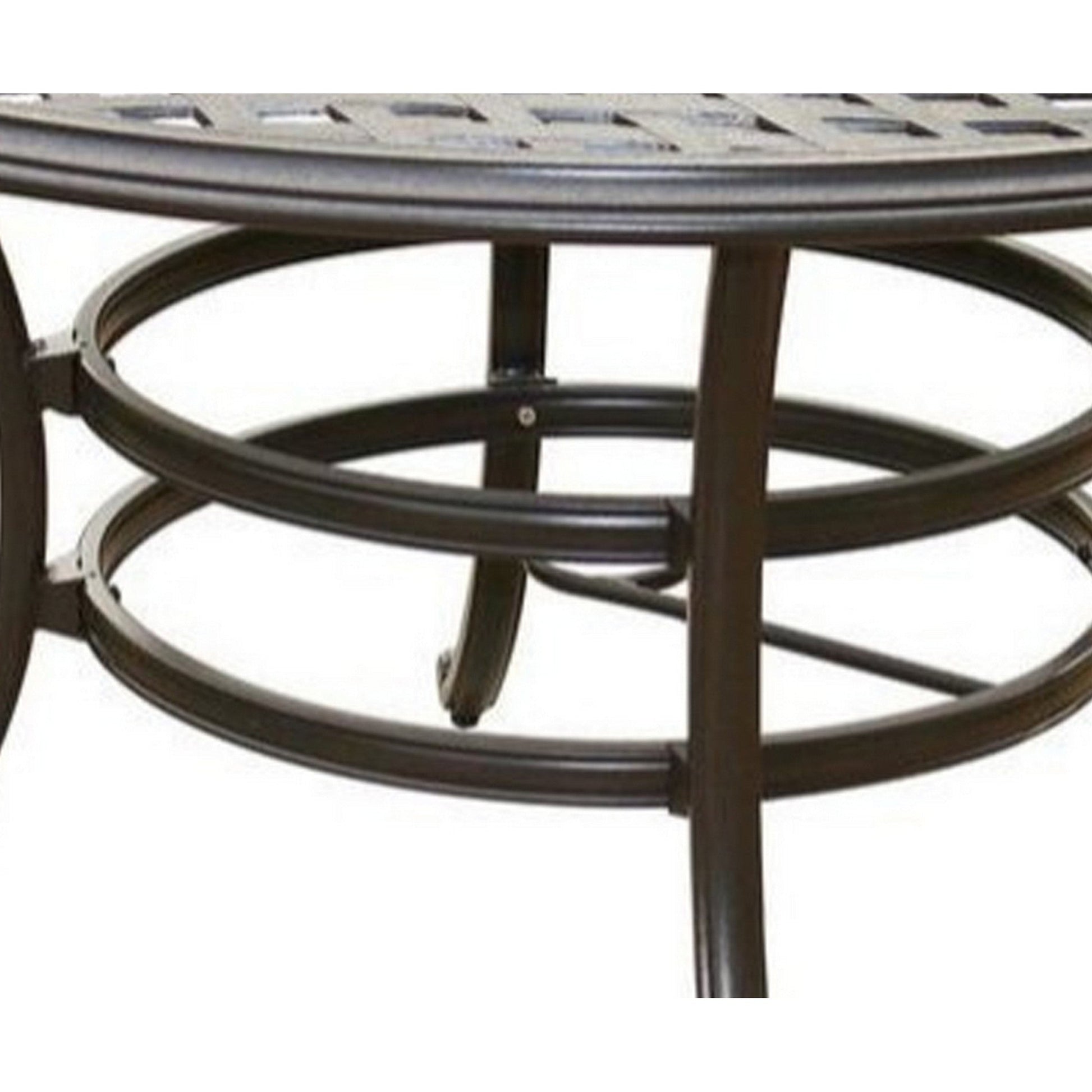 Benzara BM284118 Wynn 49" Espresso Round Lattice Cast Aluminum Outdoor Dining Table