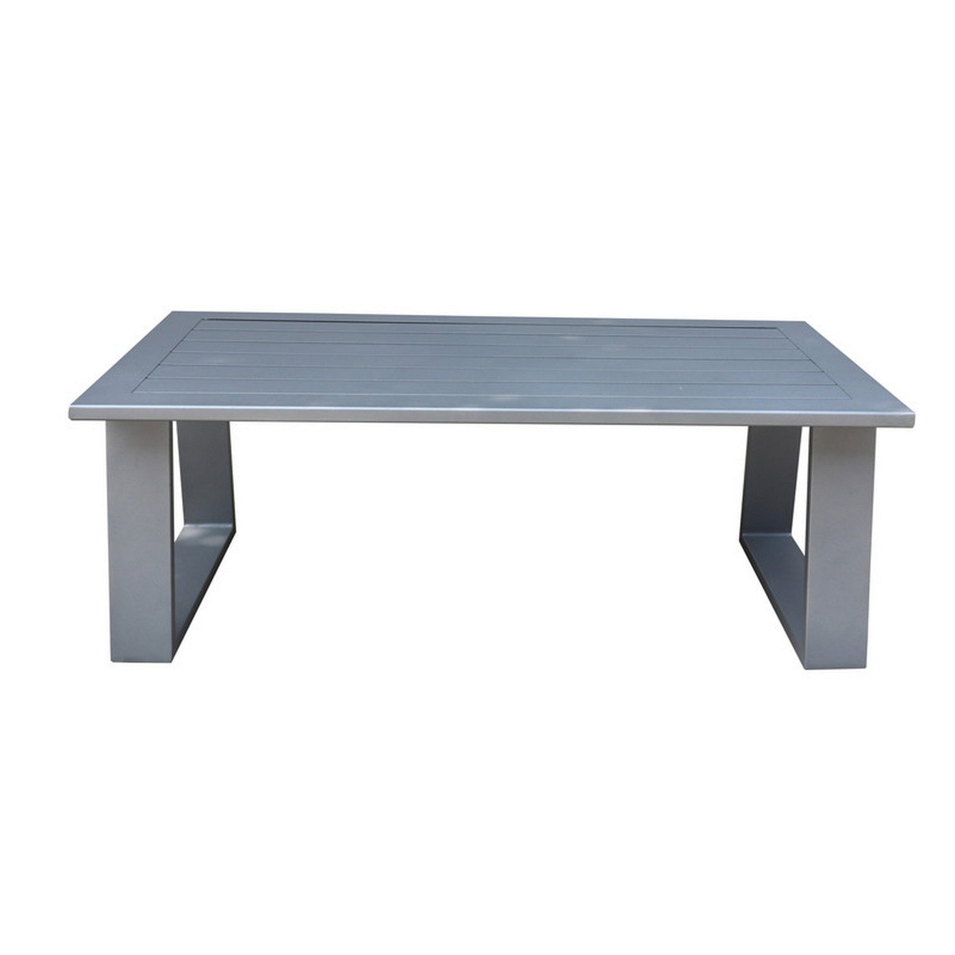 Benzara BM284120 Carlo 50" Slate Gray Square Plank Top Aluminum Outdoor Coffee Table