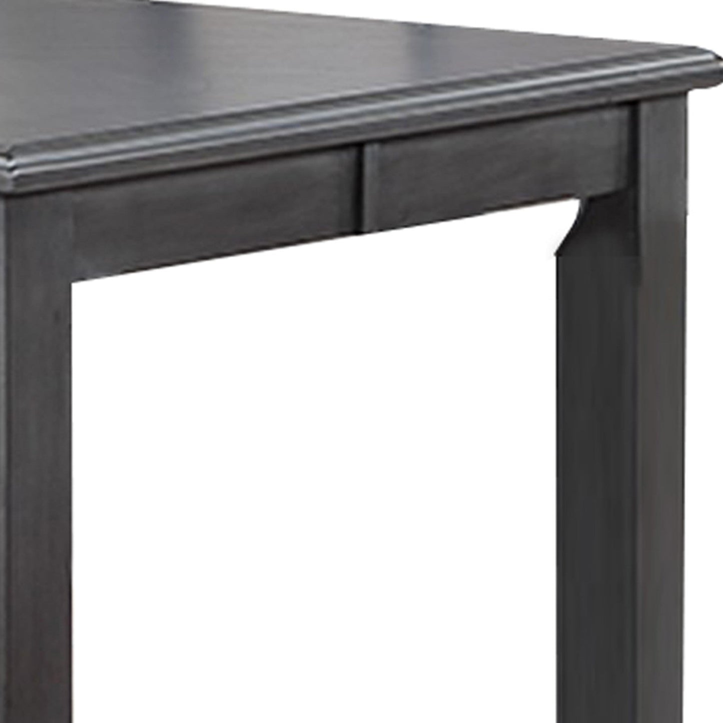 Benzara BM284338 Ivy 60" Modern Gray Rectangular Rubberwood Dining Table with Molded Trim