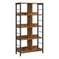 Benzara BM284545 Ann 59" Brown Rustic Style Wood Bookshelf With 4 Shelves and Panel Divider