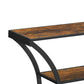 Benzara BM284547 Ann 47" Rustic Brown Wood Console Hallway Table With Curved Iron Frame