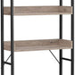 Benzara BM284574 165" Warm Gray Iron Over The Toilet Bathroom Rack With Wood Shelves