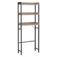 Benzara BM284574 165" Warm Gray Iron Over The Toilet Bathroom Rack With Wood Shelves