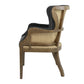 Benzara BM284821 26" Black and Brown Wingback Armchair with Fabric Upholstered Seat and Birch Wood Frame