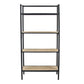 Benzara BM285196 47" Modern 4-Tier Standing Bookshelf with Fir Wood and Iron in Black and Brown