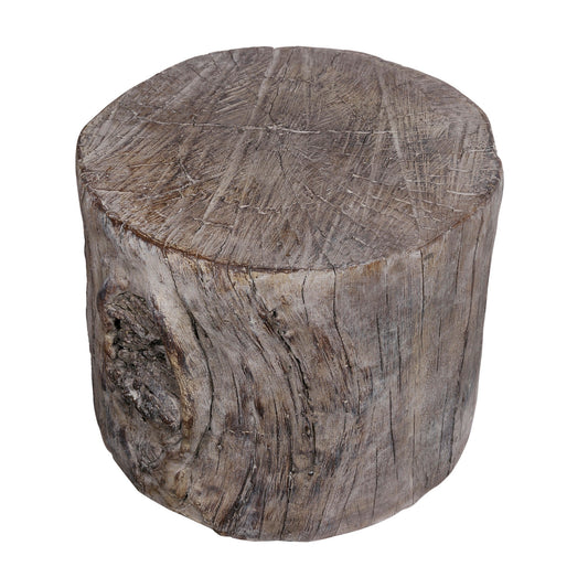 Benzara BM285359 9" Classic Brown Cement Stool Table with Tree Stump Design and Round Top