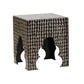 Benzara BM285363 Lez 18", 20" Set of 2 Black Capiz Accent Stool Tables with Pearl Mosaic Look