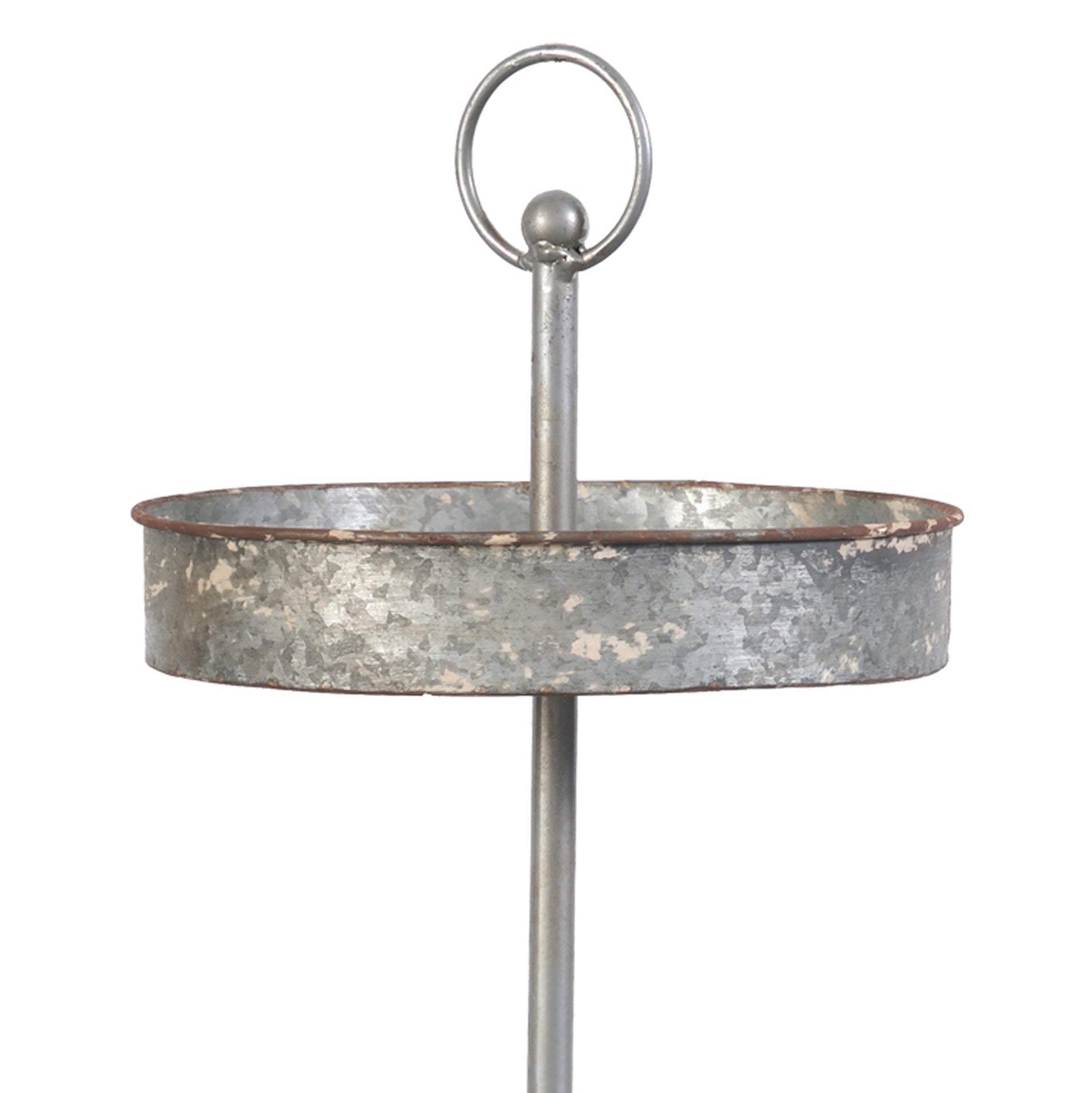 Benzara BM285529 24" Metal Decorative Stand with 3 Tiers and Round Trays in Gray