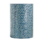 Benzara BM285576 20" Blue and Black Capiz Accent Stool Table with Cylindrical Linear Pattern