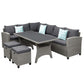 Benzara BM285841 Max 5-Piece Outdoor Patio Gray Rattan Sectional Sofa and Dining Table Set