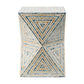 Benzara BM286116 20" Off White Ivory Capiz Accent Stool Table with Hourglass Triangular Design